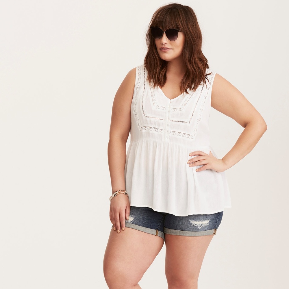 Gauze Lace Inset Tank Top - Size 1